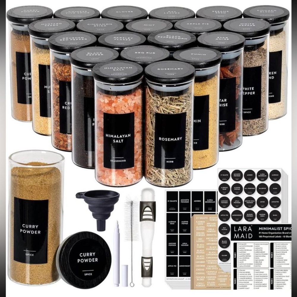 Spice jars glass with bamboo lid 20 pack